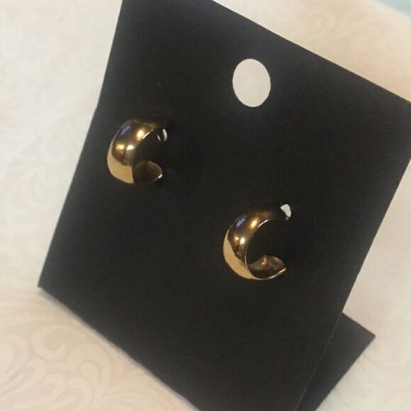 Gold Plated Tiny Hoop Pierced Earrings - Picture 3 of 6